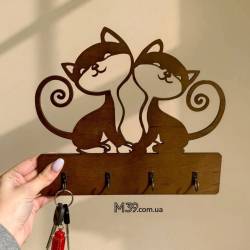 Ключница для Ключей из Дерева — Милый Декор с Котиками