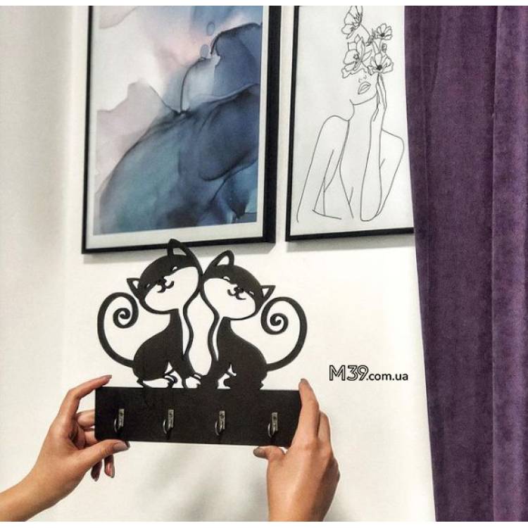 Милий Подарунок на Новосілля - Ключниця "Два Милих Котика" m39.com.ua Милий Подарунок на Новосілля - Ключниця "Два Милих Котика"