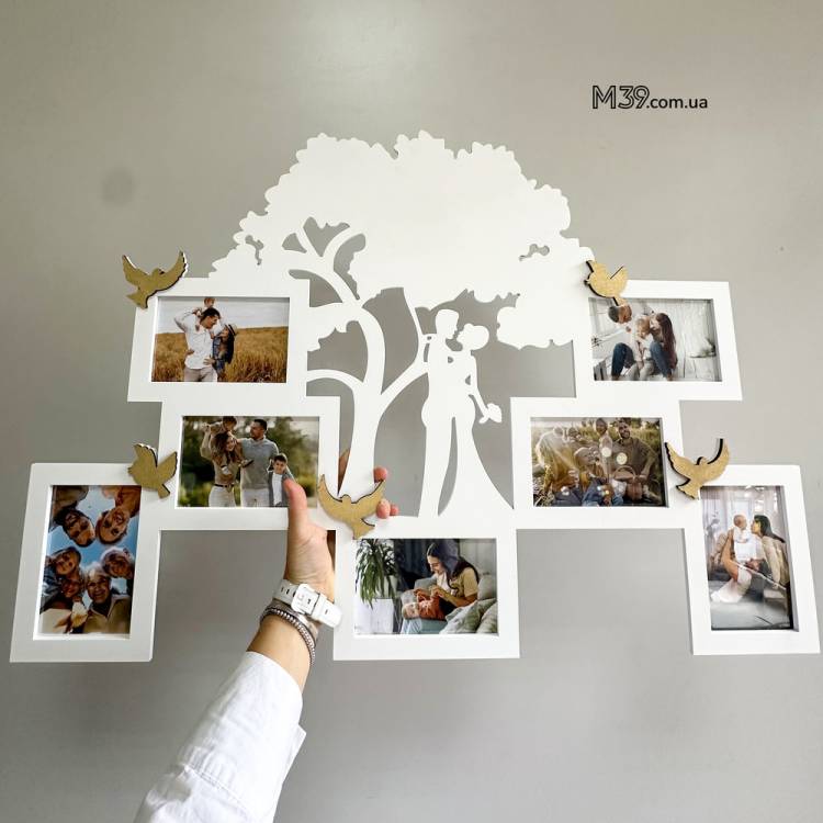 Весільна Фоторамка на 7 фото, Подарунок на Весілля, Подарунок Молодятам 