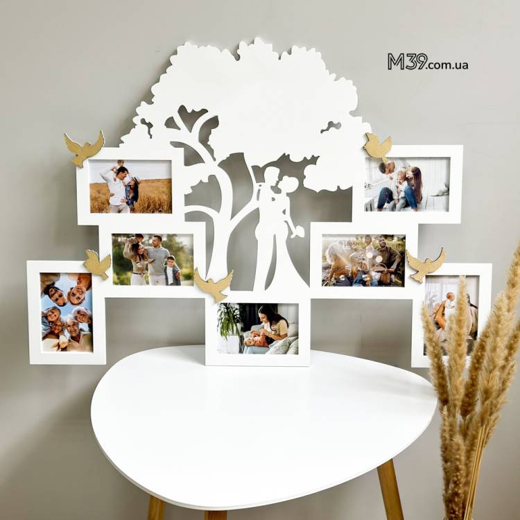 Весільна Фоторамка на 7 фото, Подарунок на Весілля, Подарунок Молодятам 