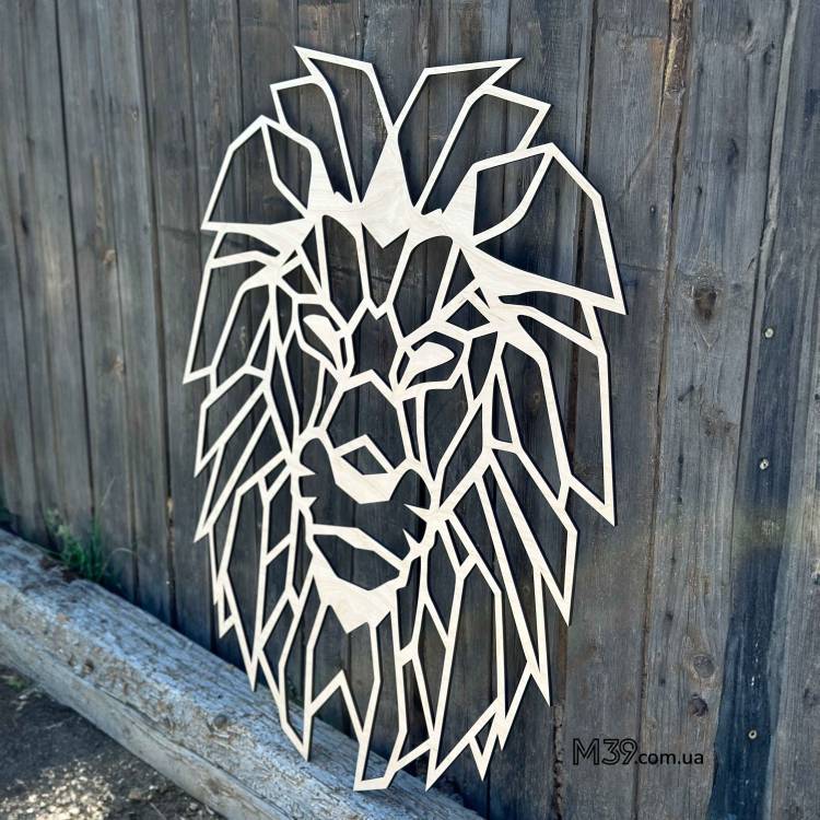 Декор на стіну з дерева - панно лофт "Лев Геометричний"