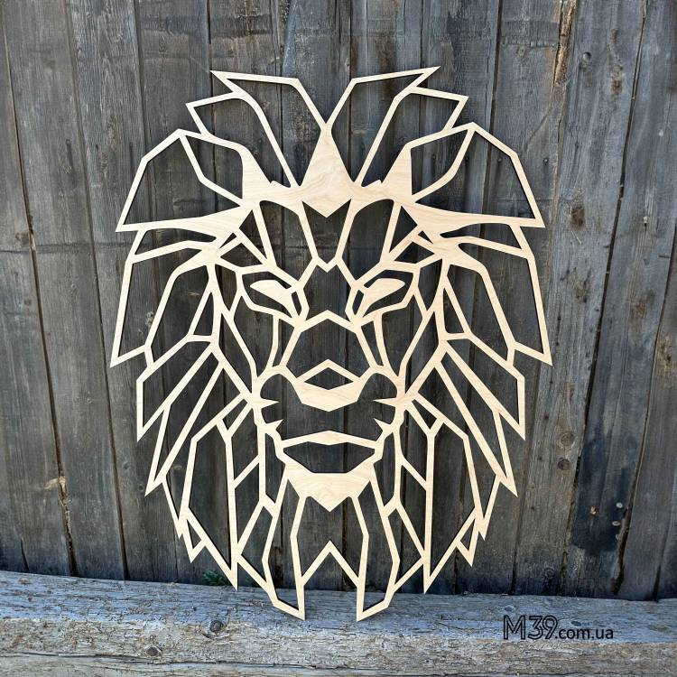 Декор на стіну з дерева - панно лофт "Лев Геометричний"