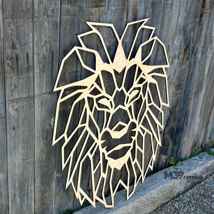 Декор на стіну з дерева - панно лофт "Лев Геометричний"