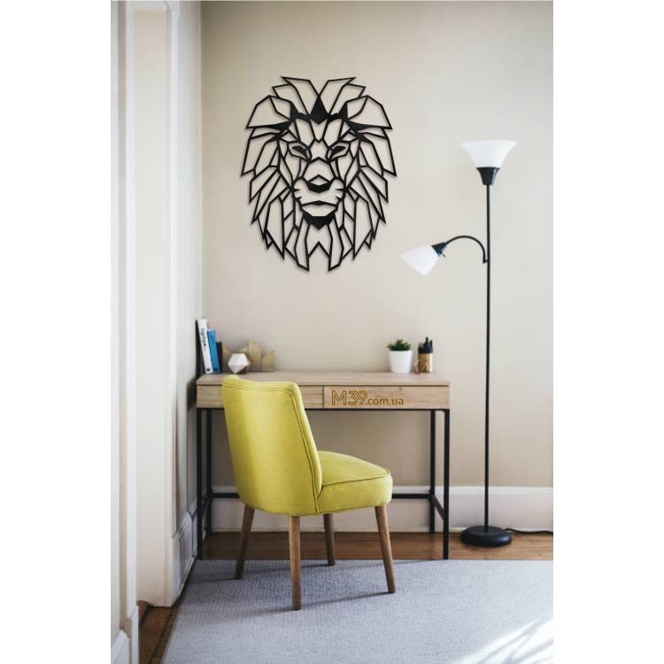 Декор на стіну з дерева - панно лофт "Лев Геометричний" m39.com.ua Декор на стіну з дерева - панно лофт "Лев Геометричний"
