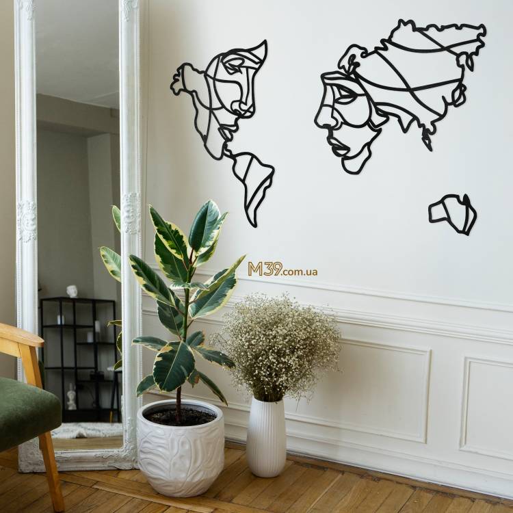 Геометрическое панно из дерева в форме карты Парочка m39.com.ua Геометрическое панно из дерева в форме карты Парочка