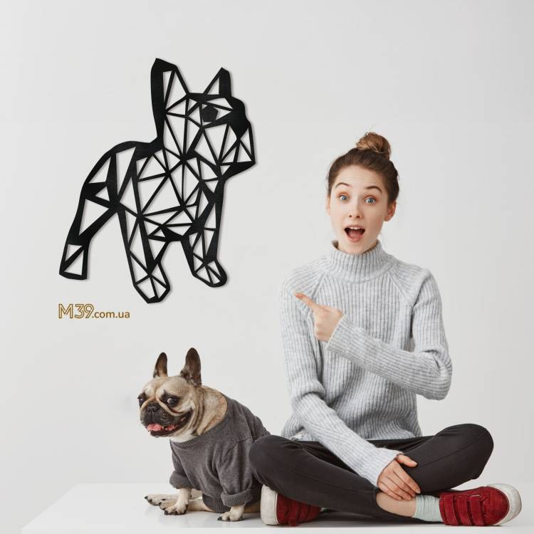 Декор лофт из дерева на стену - панно "Французский бульдог"