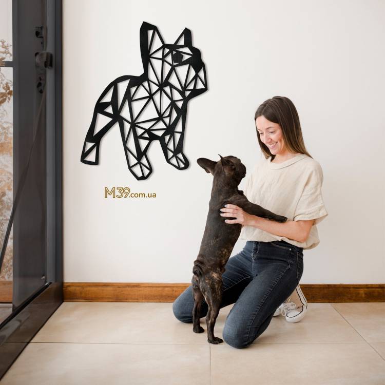 Декор лофт из дерева на стену - панно "Французский бульдог"