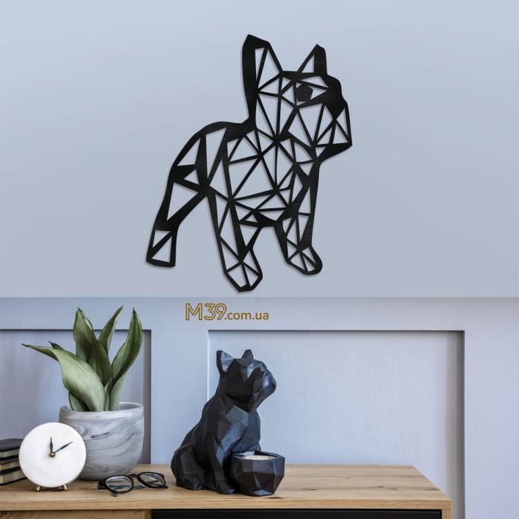 Декор лофт из дерева на стену - панно "Французский бульдог"