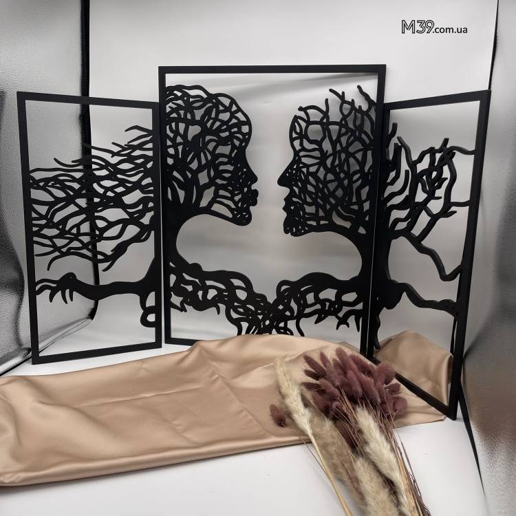 Стилизованное панно из дерева, настенная картина из дерева Парочка-природа