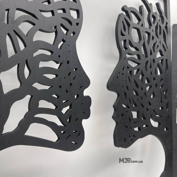 Стилизованное панно из дерева, настенная картина из дерева Парочка-природа