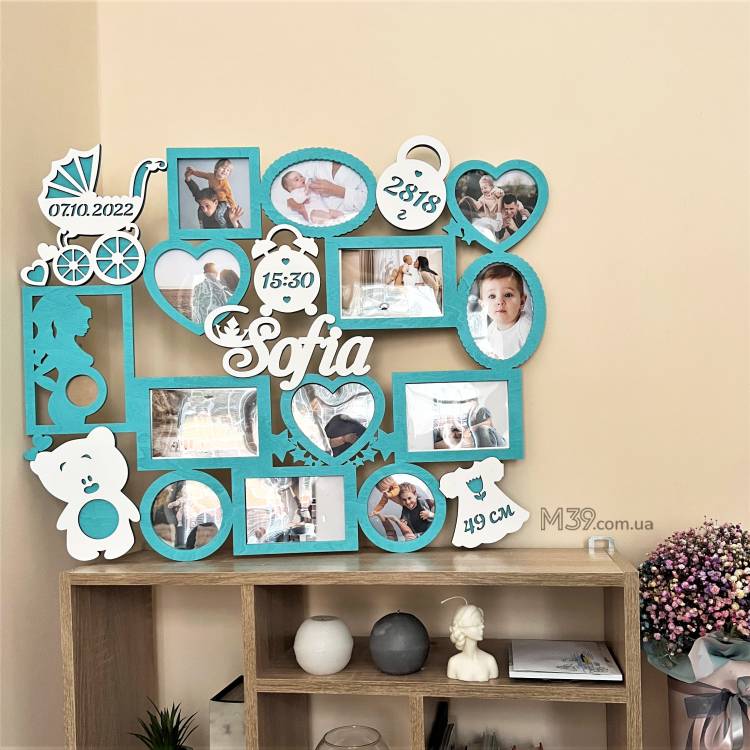 Дитяча метрика велика на 12 фото з рамочкою для узд m39.com.ua Дитяча метрика велика на 12 фото з рамочкою для узд