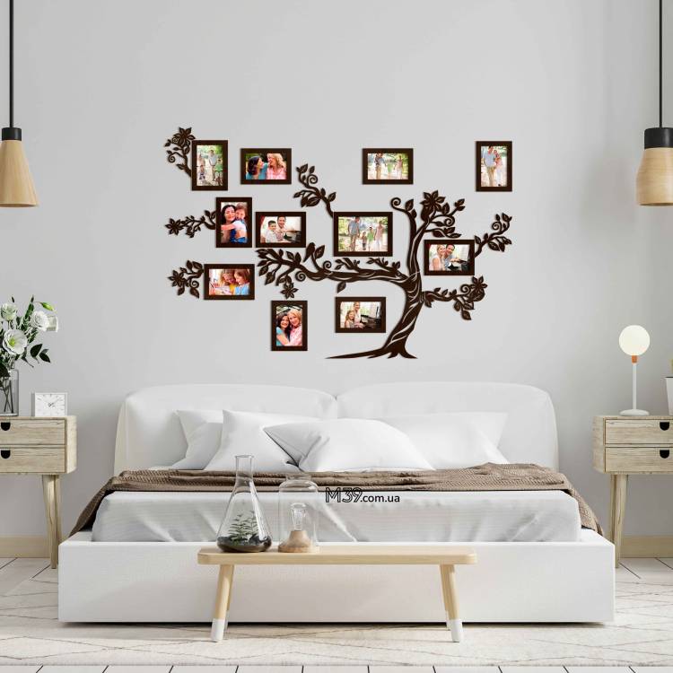 Декор в спальню на стену - семейное дерево, коллаж из фоторамок m39.com.ua Декор в спальню на стену - семейное дерево, коллаж из фоторамок