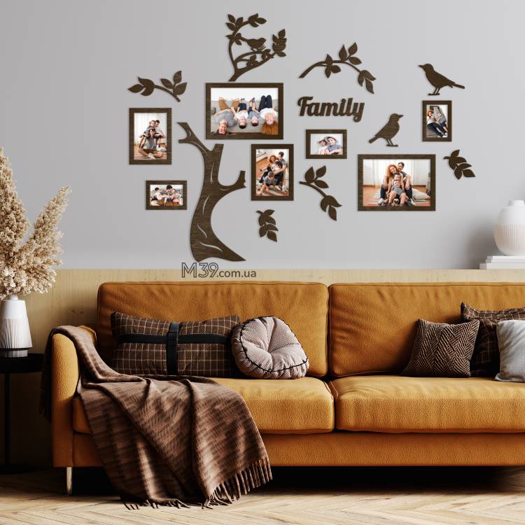Подарунок на Пасху Батькам - Сімейне дерево "Family"  з пташками 