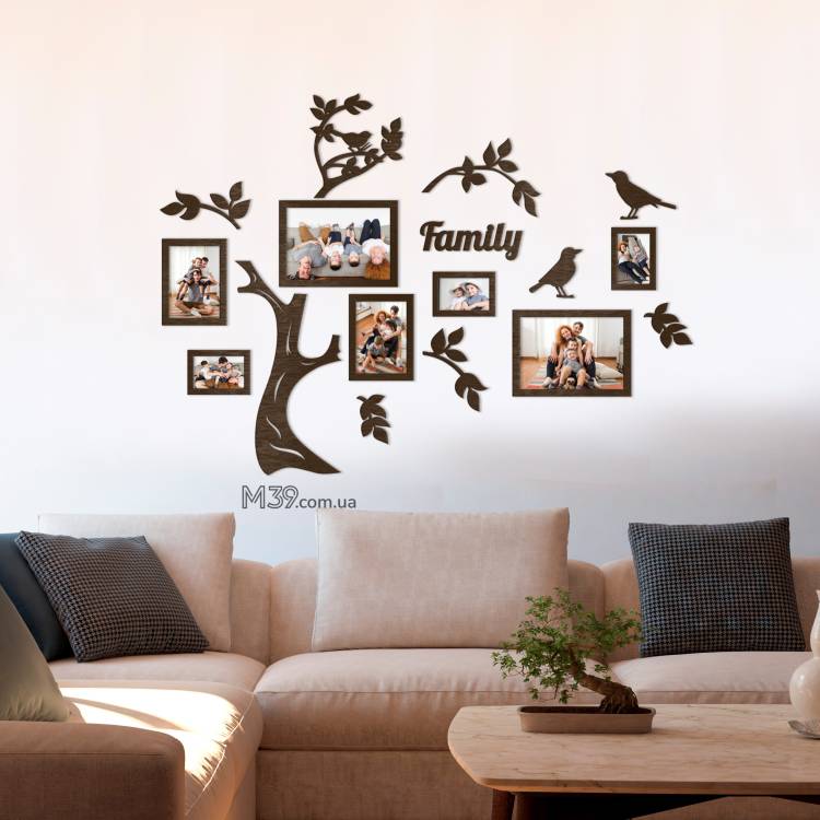 Подарунок на Пасху Батькам - Сімейне дерево "Family"  з пташками 