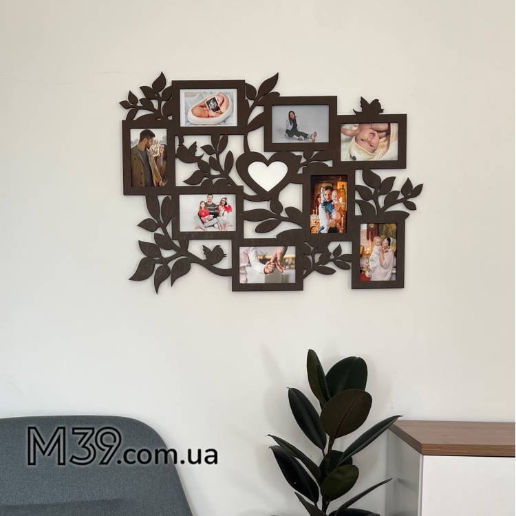 Фоторамка колаж на 8 фото з серцем Крилате Серце