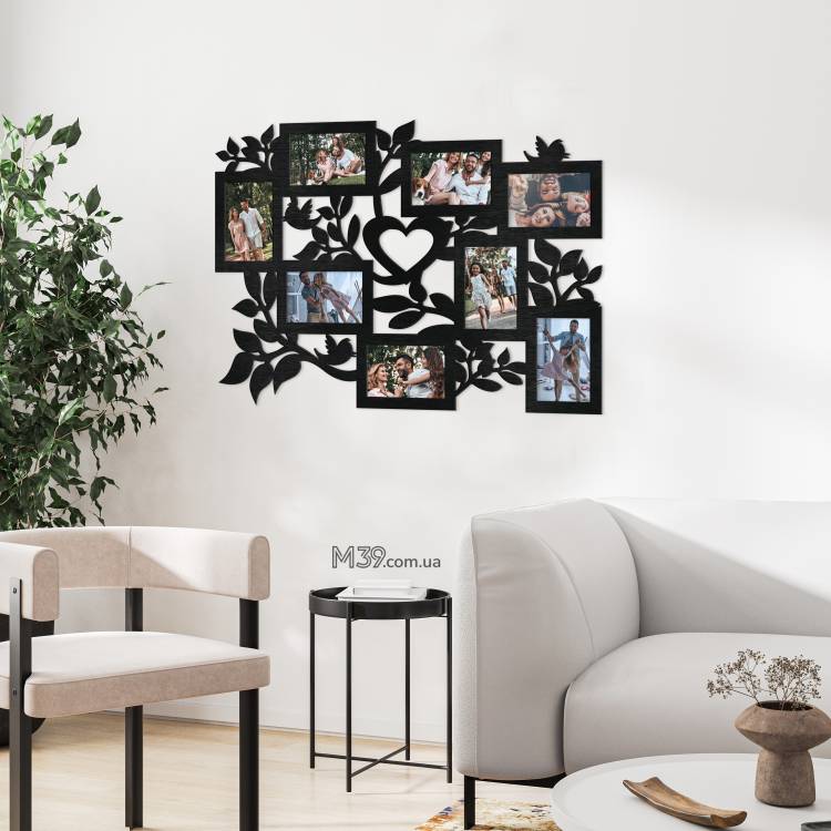 Фоторамка колаж на 8 фото з серцем Крилате Серце
