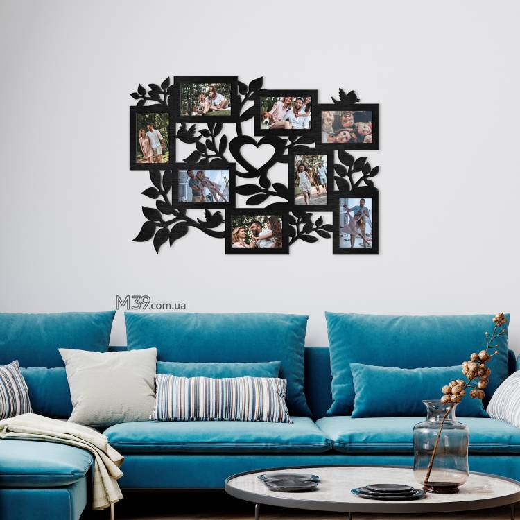 Фоторамка колаж на 8 фото з серцем Крилате Серце