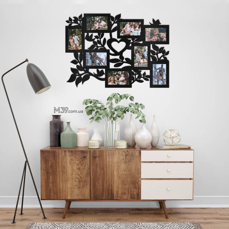Фоторамка колаж на 8 фото з серцем Крилате Серце