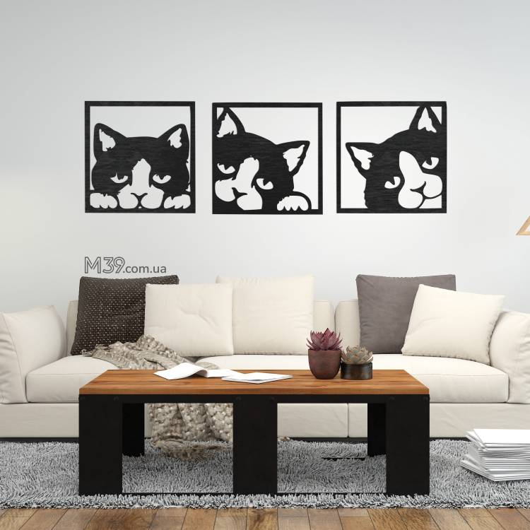 Декоративне панно картина на стіну 3 кота m39.com.ua Декоративне панно картина на стіну 3 кота