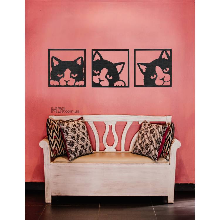 Декоративне панно картина на стіну 3 кота m39.com.ua Декоративне панно картина на стіну 3 кота