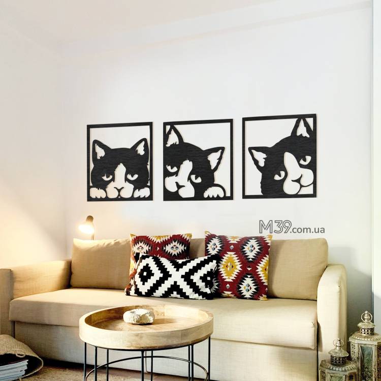 Декоративне панно картина на стіну 3 кота m39.com.ua Декоративне панно картина на стіну 3 кота