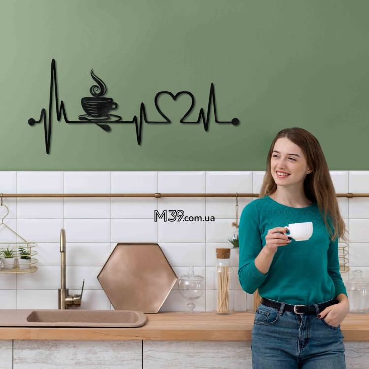 Декор для кухни на стену - панно "Кофе-Сердцебиение" из дерева m39.com.ua Декор для кухни на стену - панно "Кофе-Сердцебиение" из дерева