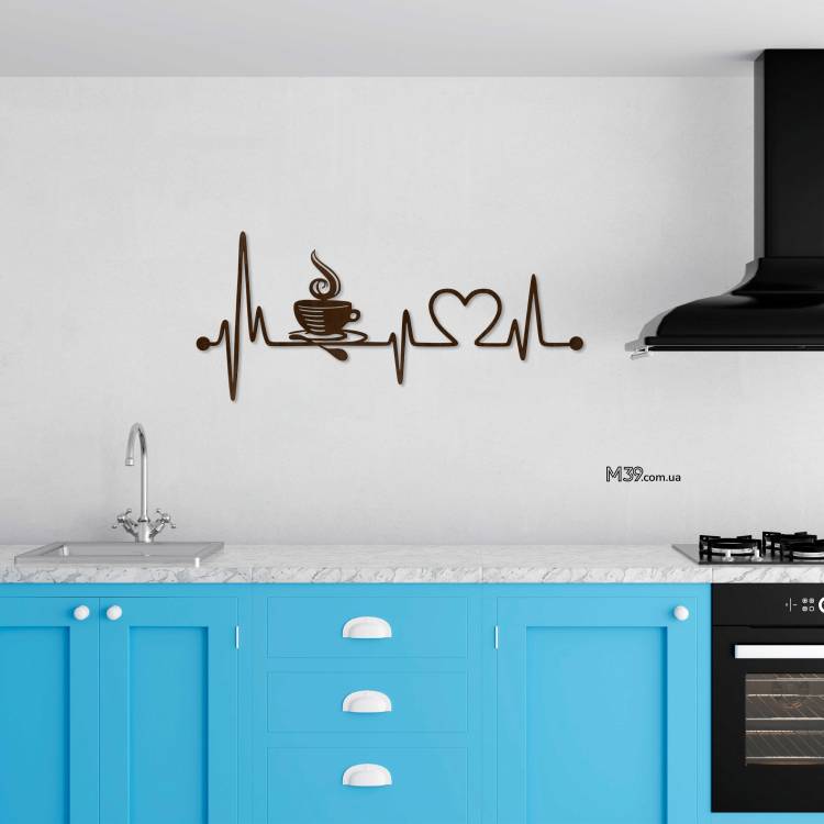 Декор для кухни на стену - панно "Кофе-Сердцебиение" из дерева m39.com.ua Декор для кухни на стену - панно "Кофе-Сердцебиение" из дерева