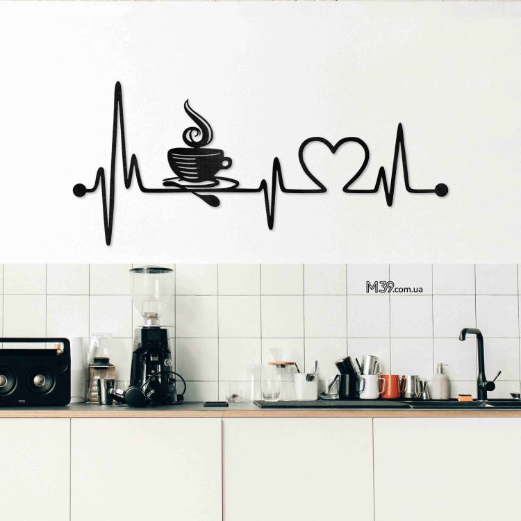 Декор для кухни на стену - панно "Кофе-Сердцебиение" из дерева m39.com.ua Декор для кухни на стену - панно "Кофе-Сердцебиение" из дерева