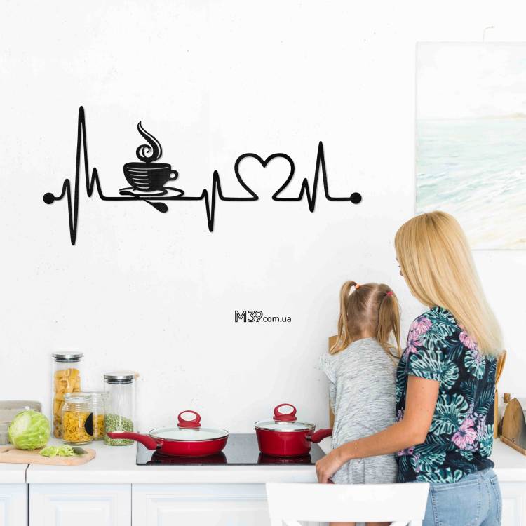 Декор для кухни на стену - панно "Кофе-Сердцебиение" из дерева m39.com.ua Декор для кухни на стену - панно "Кофе-Сердцебиение" из дерева