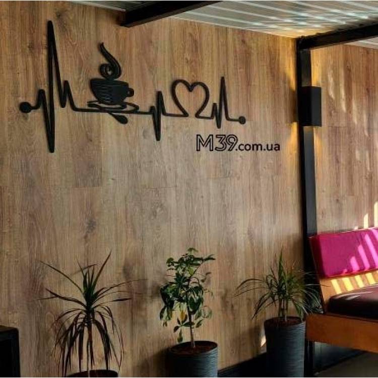 Декоративное панно картина на стену Биение сердца - кофе m39.com.ua Декоративное панно картина на стену Биение сердца - кофе