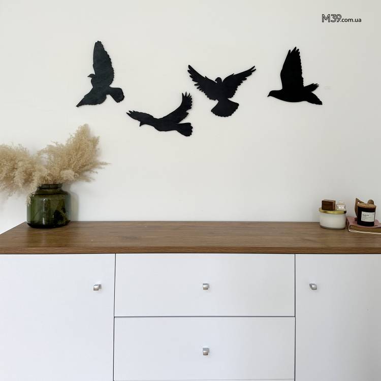 Декоративное панно картина на стену 4 птицы