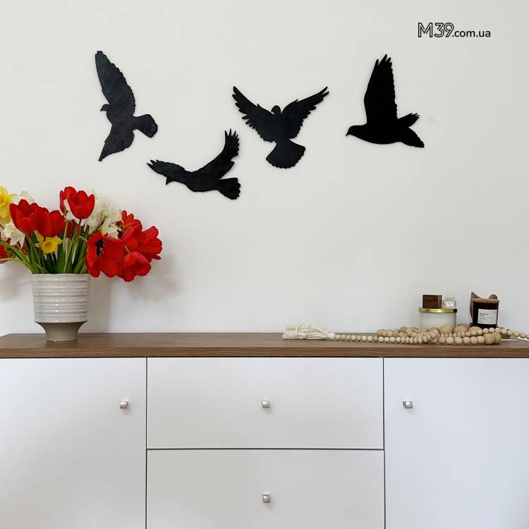 Декоративное панно картина на стену 4 птицы