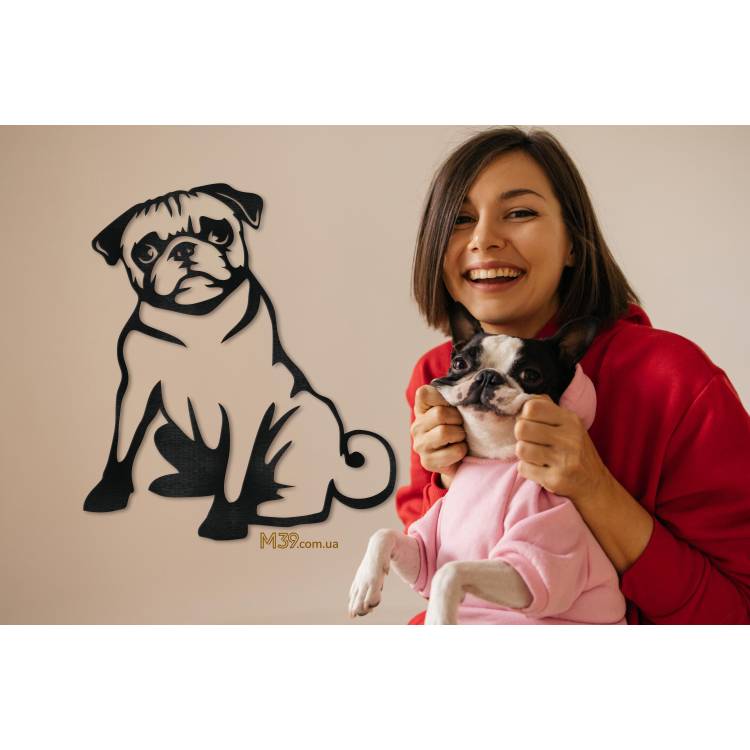 Подарунок Собачнику - Декоративне панно на стіну "Мопс" з дерева m39.com.ua Подарунок Собачнику - Декоративне панно на стіну "Мопс" з дерева