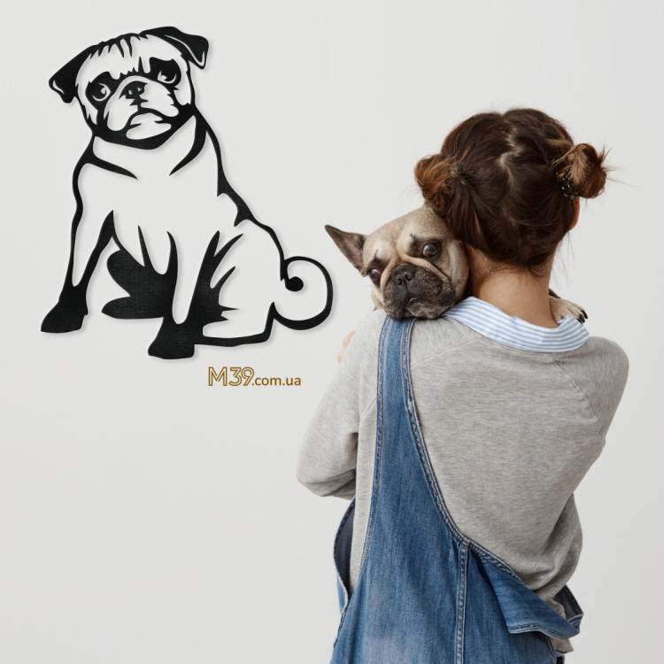Подарунок Собачнику - Декоративне панно на стіну "Мопс" з дерева m39.com.ua Подарунок Собачнику - Декоративне панно на стіну "Мопс" з дерева