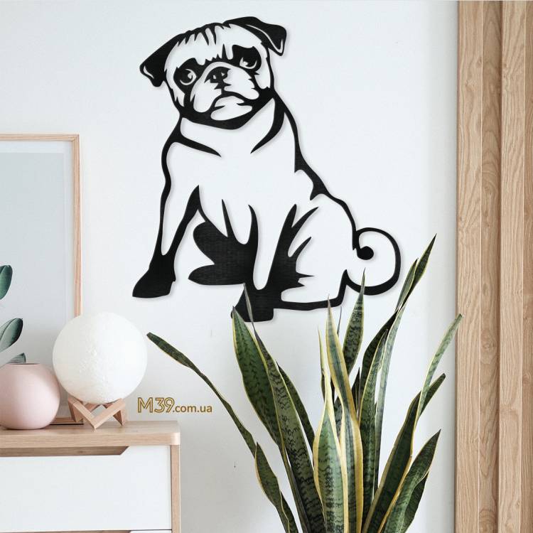 Подарунок Собачнику - Декоративне панно на стіну "Мопс" з дерева m39.com.ua Подарунок Собачнику - Декоративне панно на стіну "Мопс" з дерева