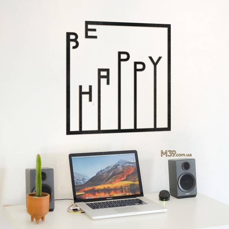 Декоративное панно картина на стену "Be happy" m39.com.ua Декоративное панно картина на стену "Be happy"