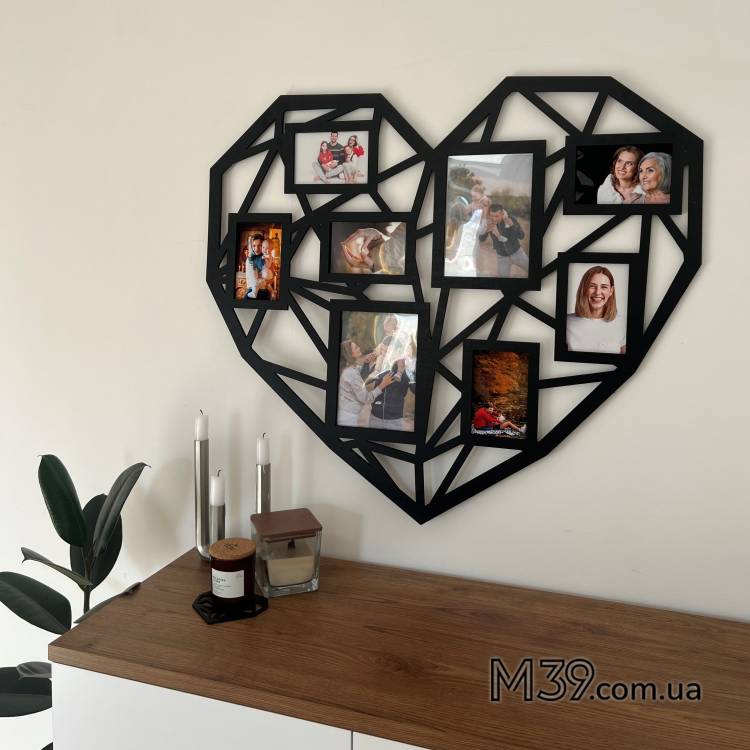 Фоторамка коллаж сердце полигональное геометрическое