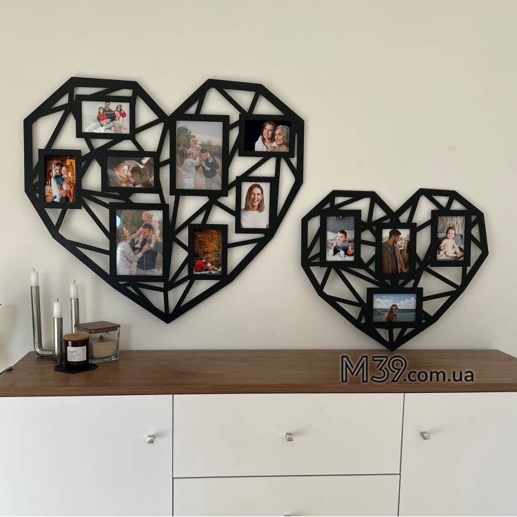 Фоторамка коллаж сердце полигональное геометрическое