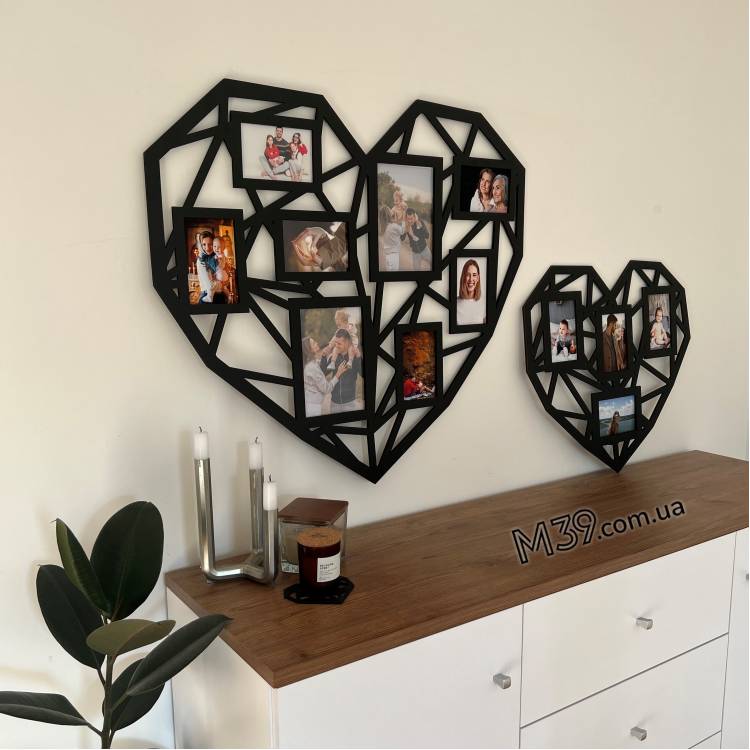 Фоторамка коллаж сердце полигональное геометрическое