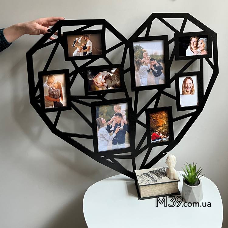 Фоторамка коллаж сердце полигональное геометрическое