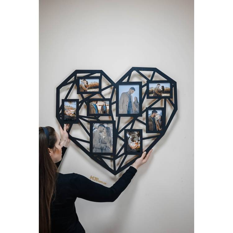 Подарунок до 14 лютого фоторамка серце полігональне геометричне