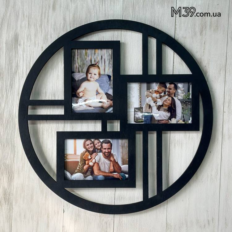Фоторамка мінімалістична лофт кругла чорна
