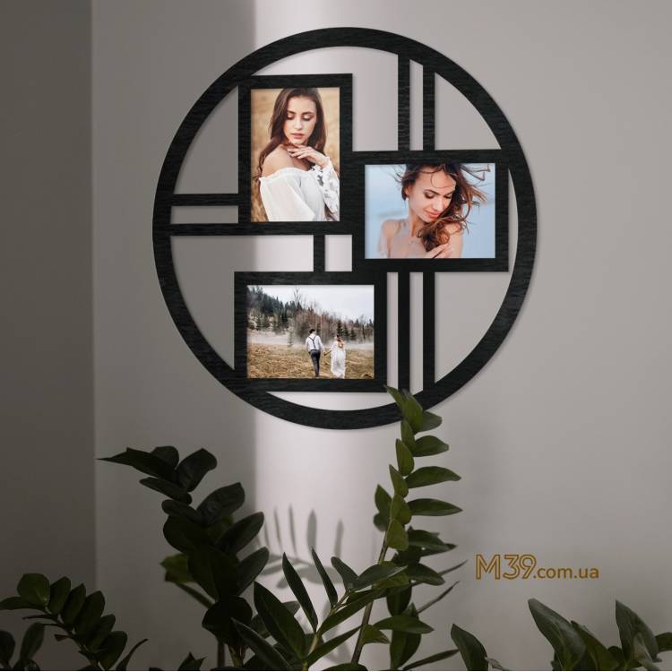 Фоторамка мінімалістична лофт кругла чорна