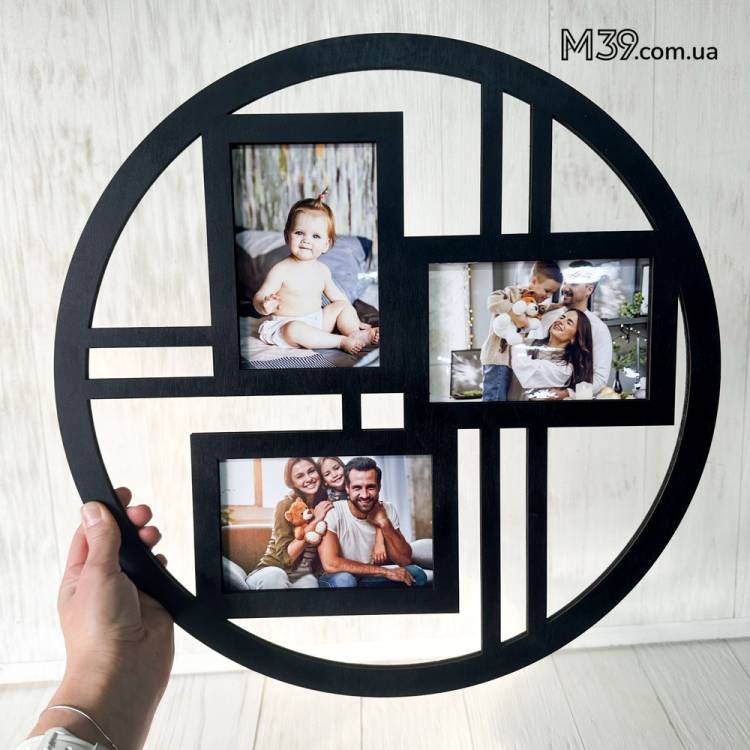 Фоторамка мінімалістична лофт кругла чорна
