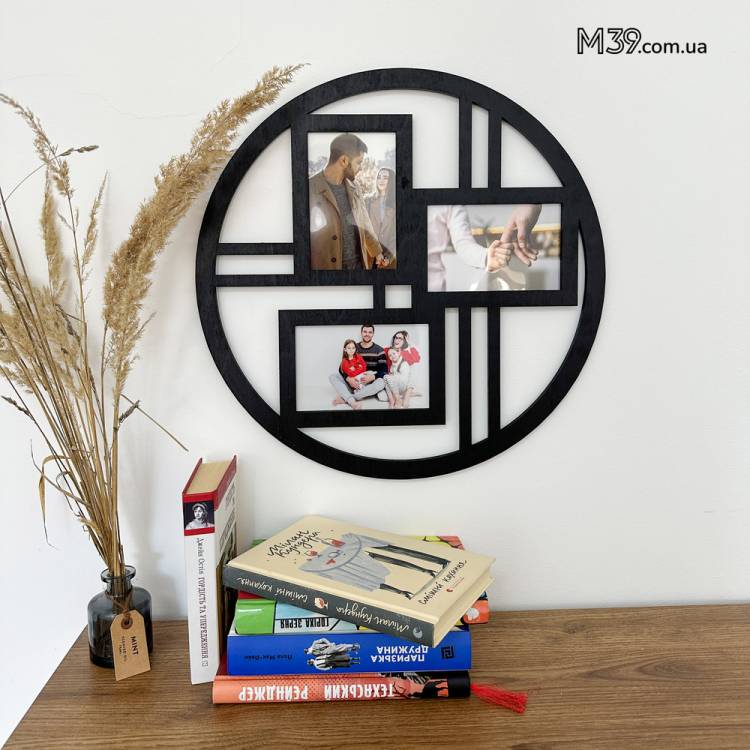Фоторамка мінімалістична лофт кругла чорна