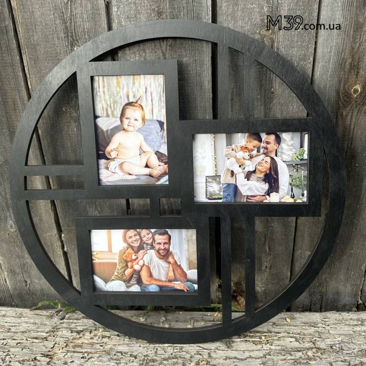 Фоторамка мінімалістична лофт кругла чорна