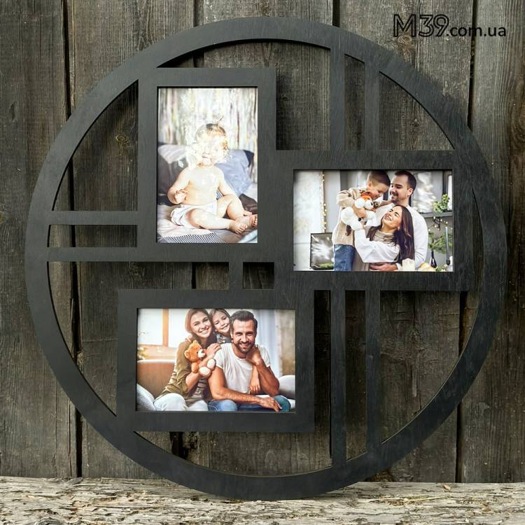 Фоторамка мінімалістична лофт кругла чорна