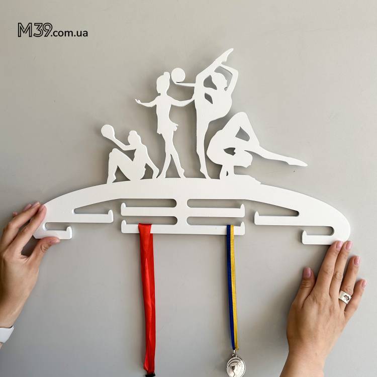 Медальниця з дерева художня гімнастика, тримач для медалей, вішалка для медалей, медальниця