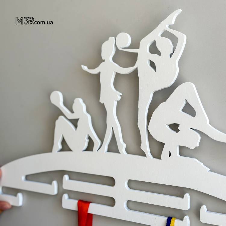 Медальниця з дерева художня гімнастика, тримач для медалей, вішалка для медалей, медальниця