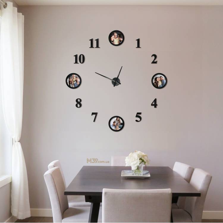 Большие часы настенные с фоторамками и цифрами m39.com.ua Большие часы настенные с фоторамками и цифрами